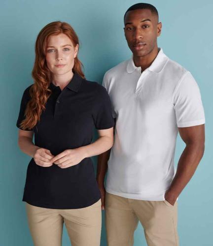 Henbury Unisex Stretch Cotton Piqu� Polo Shirt - BLK - XS